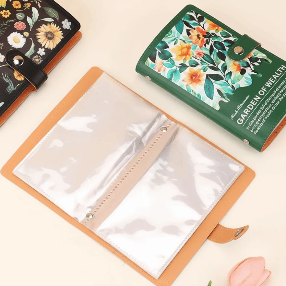 Budget Plan Money Saving Binder Leather Cover Waterproof Cash Budget Notebook Reusable Loose-leaf Savings Challenge Binder