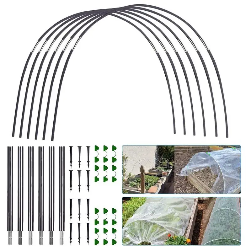 

Garden Greenhouse Hoops Set Gardening Folding Fiber Rod Set Seedling Arch Shed Bracket Garden Plant Hoop Grow Tunnel Support