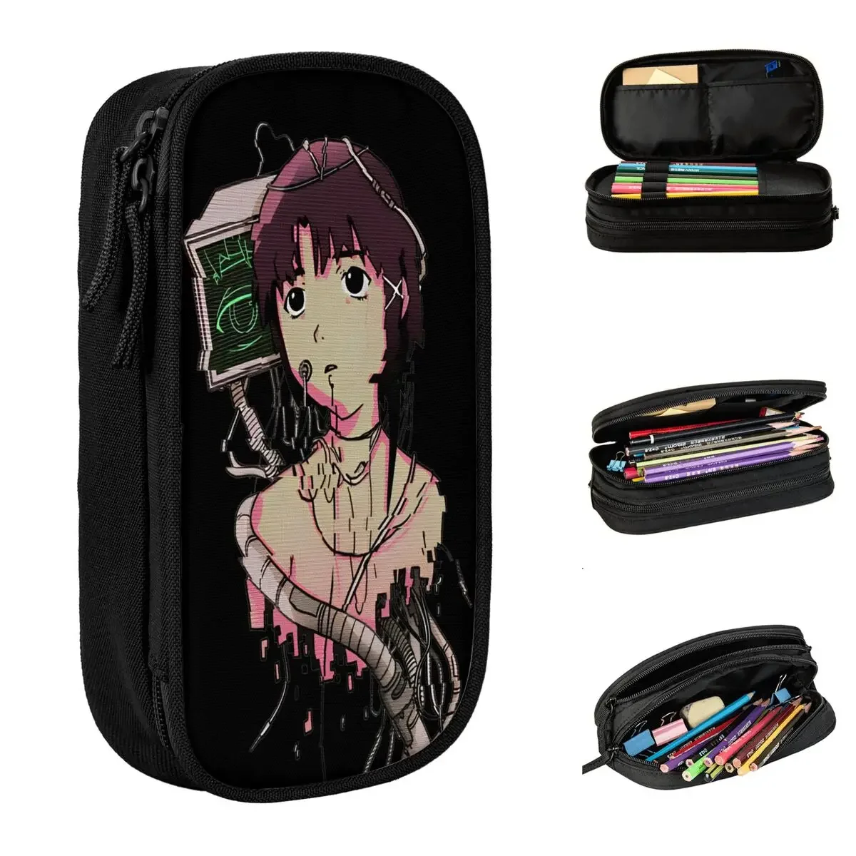 

Serial Experiments Lain Sci Fi Pencil Case Anime Pencilcases Pen for Student Large Storage Bag Students School Gift Stationery