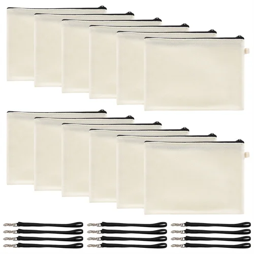 Imagen 1 del producto Juego de ABRT-1 de bolsa de cosméticos, bolsa de cosméticos de transferencia de calor en blanco por sublimación con correa para la muñeca, cordón para manualidades Diy