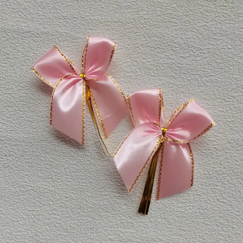 20/50PCS Pink Bowknot Sealing Wire Bakery Packing Sealing Bread Cake Wire Twist Tie Handwork DIY Party wedding Decoration Bow