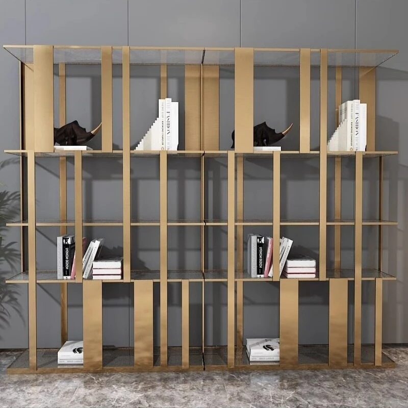 

Modern Minimalist Stainless Steel Bookshelf Nordic Art Design Office Partition Display Rack High-end Home Furniture Estante FYBK