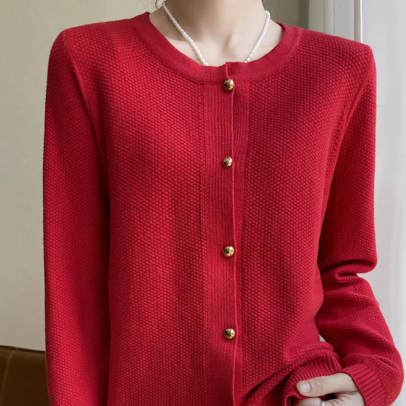 Long Sleeve Women Cashmere cardigan Autumn and Winter O-Neck  Cashmere Cardigan Sweater Coat