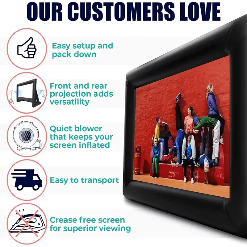 Giant Inflatable Movie Screen for Outdoor Frame 14-30ft Movie Screen รวมเครื่องเป่าลม ใช้ในชุดจัดส่งฟรี