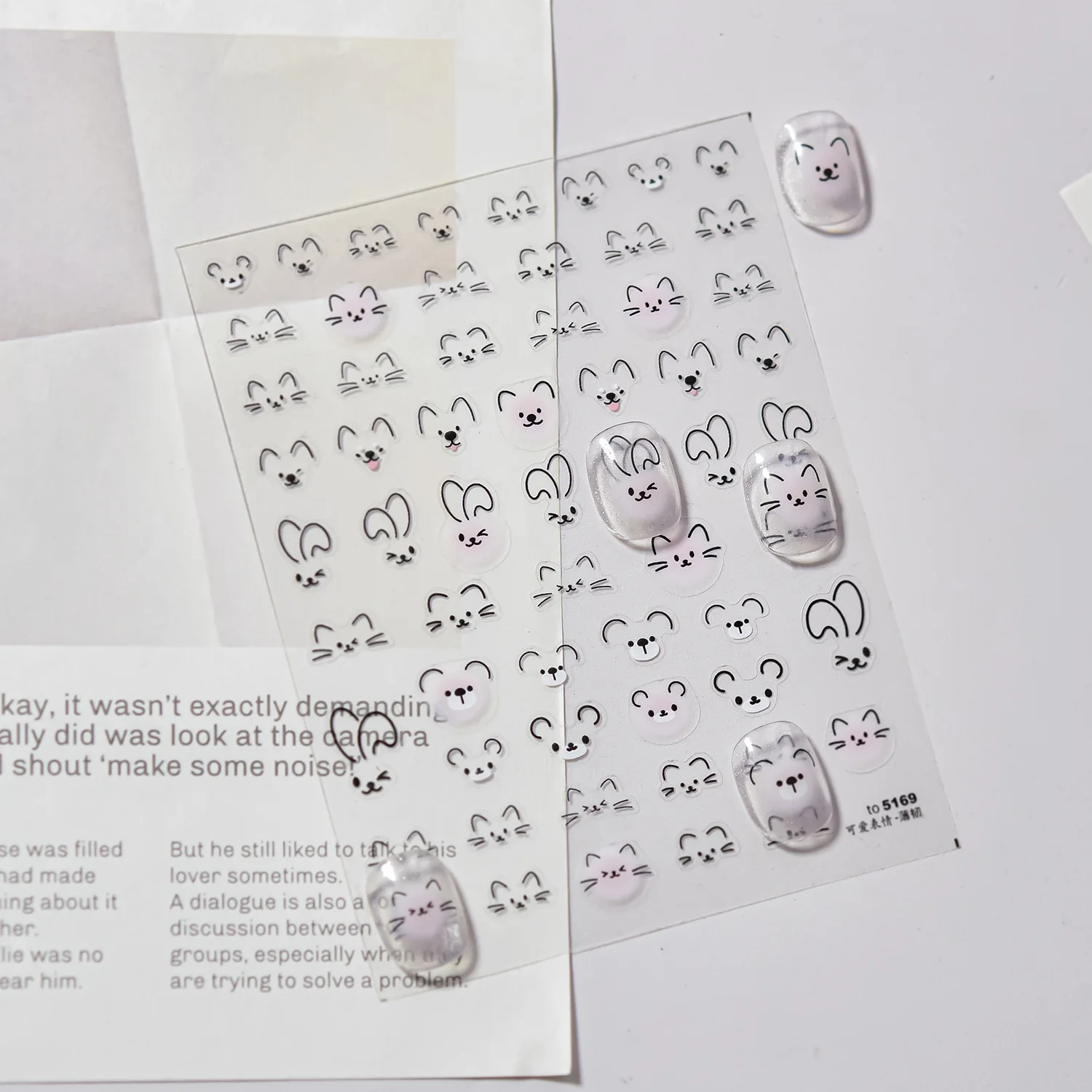 1PC Nero Linea Semplice Gatto Espressioni Facciali Nail Art Sticker Cartoon Cute Lucky Cat Nail Decalcomanie Modello Animale Unghie Forniture * ^