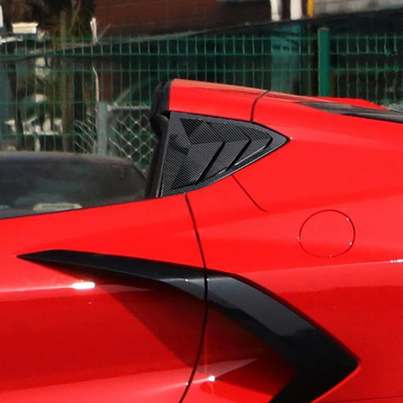 

Для Chevrolet Chevry Corvette C8 Stingray Coupe 2020-2025 карбоновый стиль боковое заднее окно совок жалюзи наклейка крышка отделка