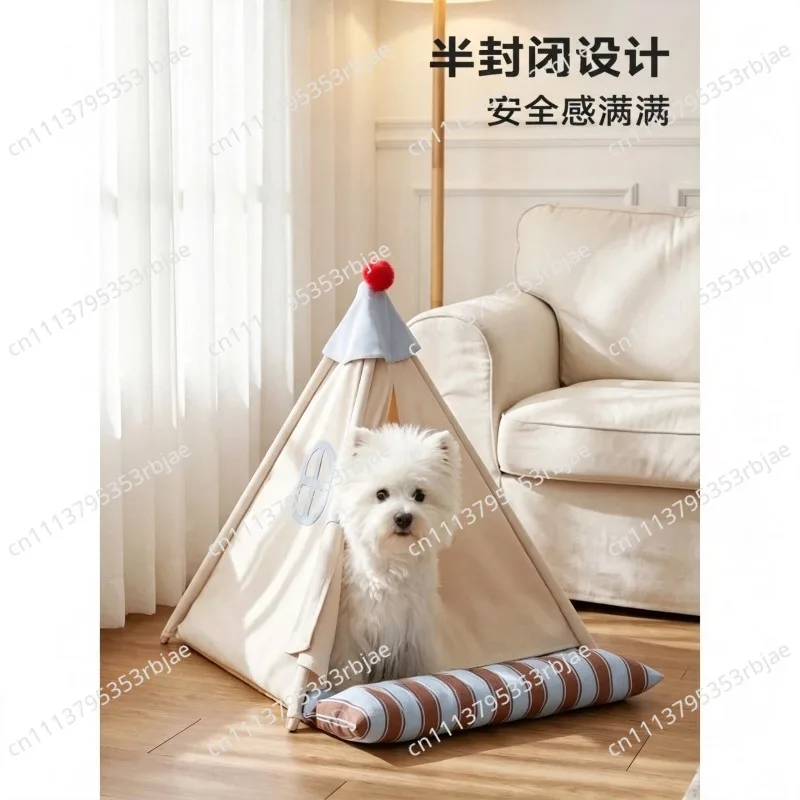 Semi Enclosed Pet Tent Bed All Season Universal Detachable Washable Puppy Dog House Comfort Nest For Small Dogs Cats