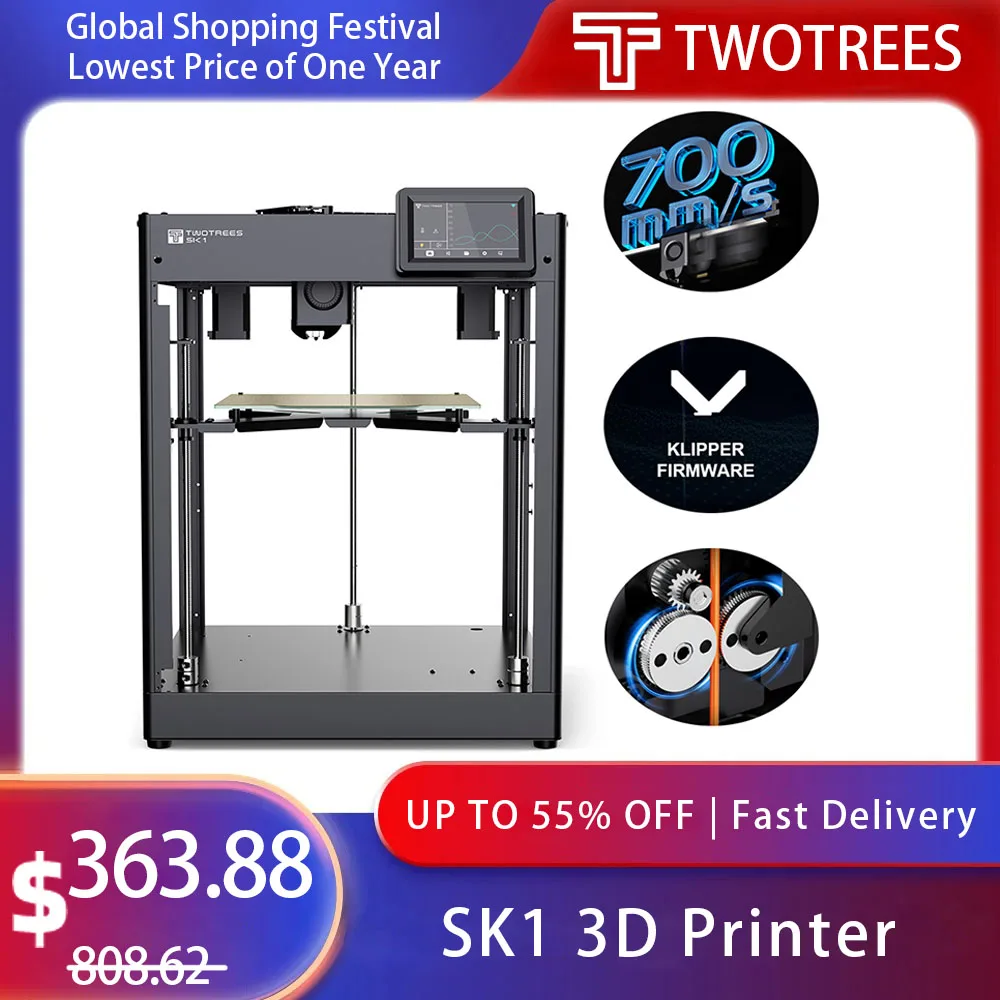 Twotrees SK1 3D Printer 700mm/s High Speed Printing Auto leveling CoreXY Structure Direct Extruder Compatible Cameras Klipper