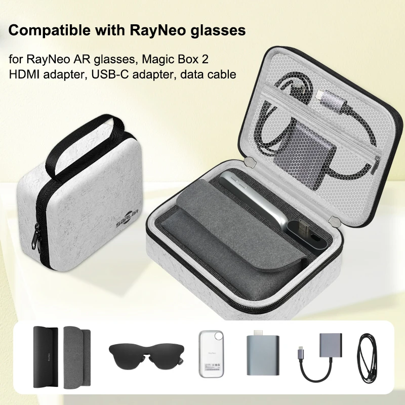 Hard Shell Case For RayNeo AR Glasses Fits Air2/Air2s/Air3s/Air4 Pro/V4/GT Max With Adapter And Cable Portable Bag