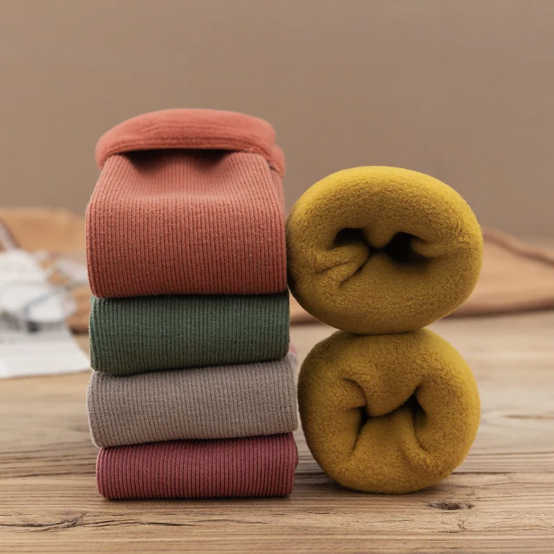 1 Mới Mùa Đông Ấm Vớ Nữ Làm Dày Nhiệt Mềm Mút Khoác Màu Len Cashmere Nhà Sàn Mút Tuyết giày 35-40