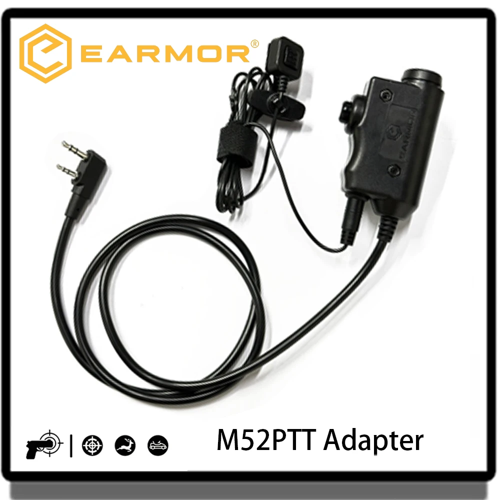 

Тактический адаптер EARMOR M52, для страйкбола, охоты, стрельбы, шумоподавления, активированная кнопка гарнитуры, наушники PTT/KENWOOD