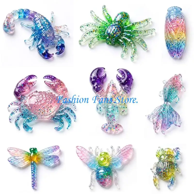  Translucent Resin Mold for DIY Craft Casting, Flexible Insect Sea Animal Theme