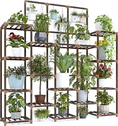 63'' Upgrade Plant Stand Indoor Tall Plant Stands Outdoor with 7 Tiers and 14 Potted Wood Plant Shelves Stand