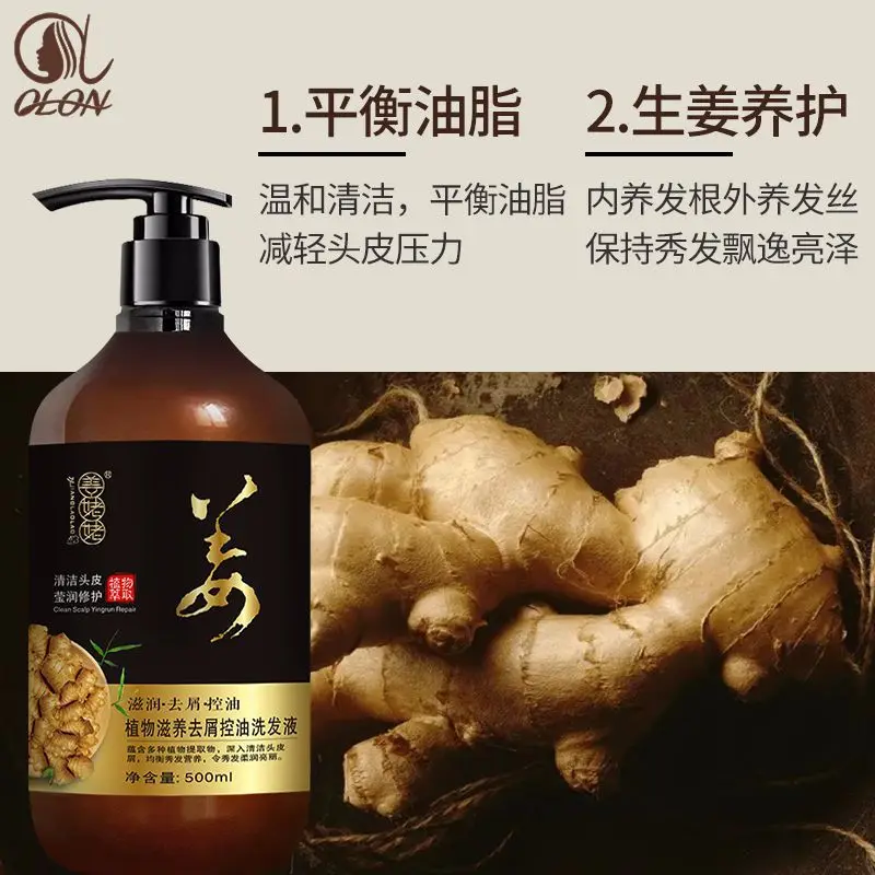 500 ml Plant Nourishing Anti-Dandruf and Relieve Itching Oil Control Fluffy Ginger Shampoo Hair Conditioner