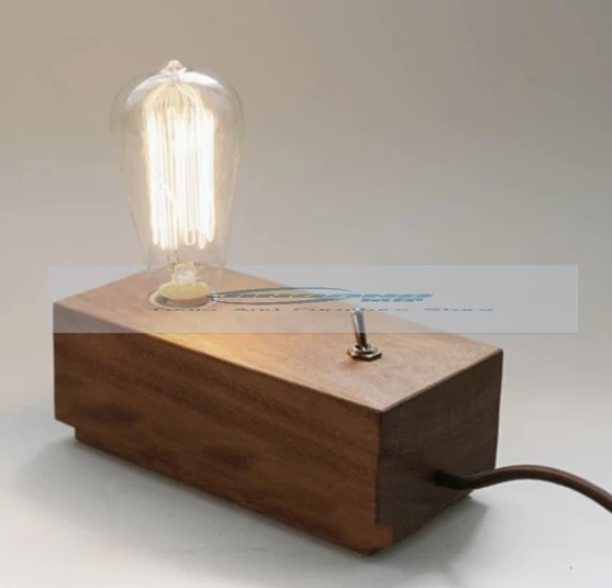 Log lamp  simple solid wood bedside table  dormitory lamp