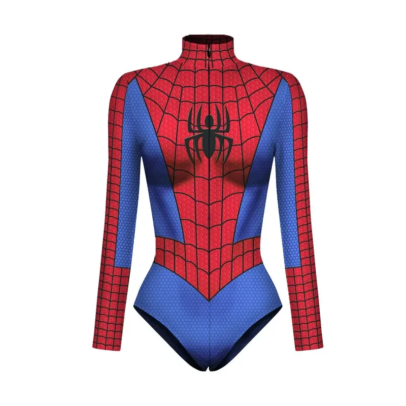 SN55Spiderman Captain Superhero Swimsuit for Women Men 3D Print Long Sleeve Swim Bodysuit Cosplay Jumpsuit Halloween Carniv@54WE