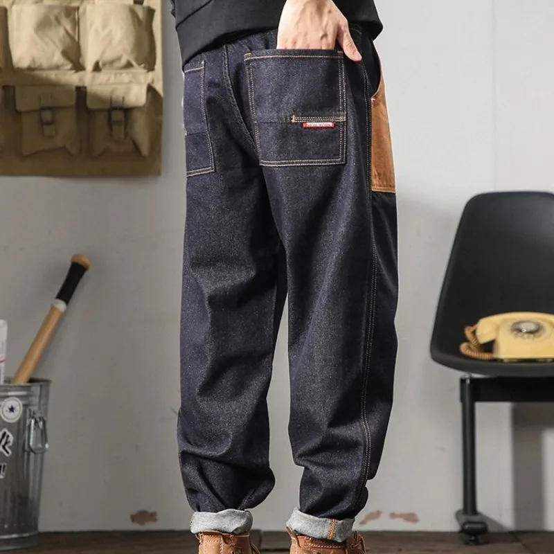 Pantalones vaqueros de cintura media con botones y cremallera para hombre, vaqueros de Inglaterra a la moda, holgados, informales, con bolsillos, de talla recta, 2024