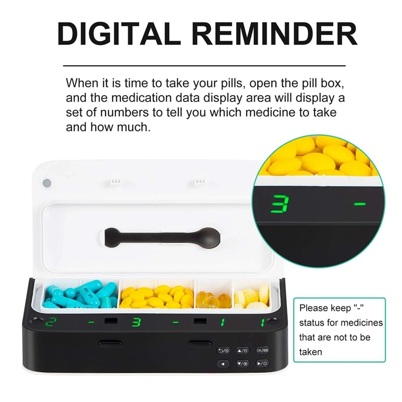 A53Q-Smart Pill Dispenser Medicine Pill Box Organizer For Storage Organizer Container For Pills Box