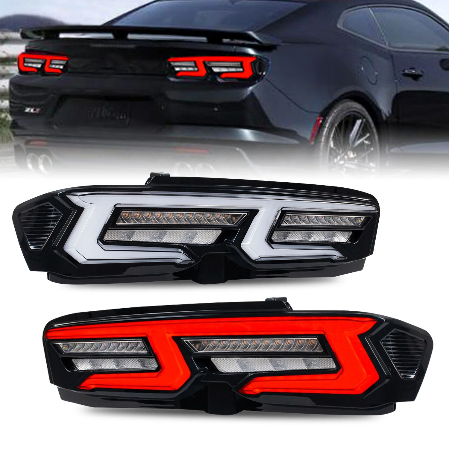 

HCMOTION Factory Start UP Animation Sequential Chevy Rear Lamps 2019 2020 2021 2022 2023 LED Tail Lights For Chevrolet Camaro