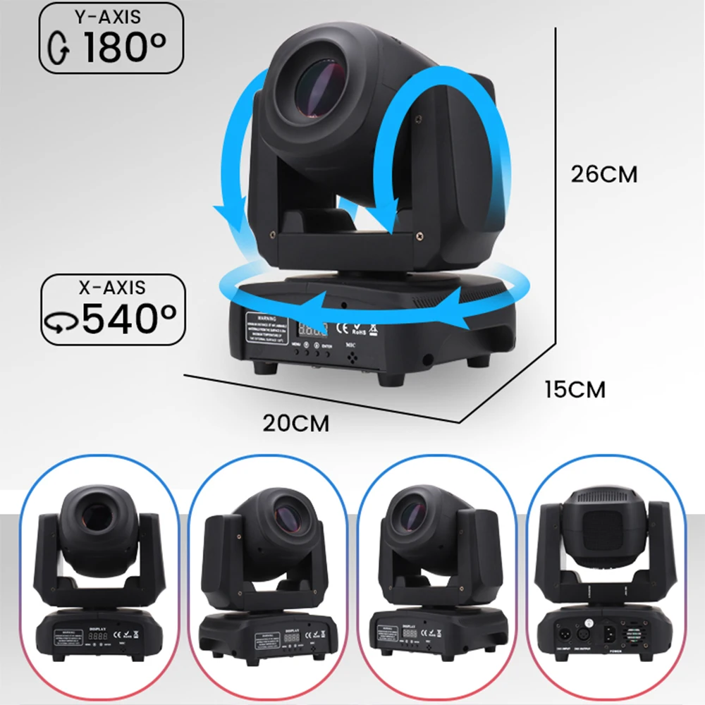 120W LED Moving Head Spot Light 3 Prisms Disco Party Light 8Gobos RGBW Beam Strobe DMX512 LED Dj Stage Light For KTV Wedding