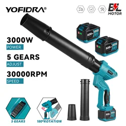 YOFIDRA 3000W Electric Air Blower 2 IN 1 Turbo Blower Fan Leaf  Dust Snow Blowing Clean Tool For Makita 18V Battery Pin