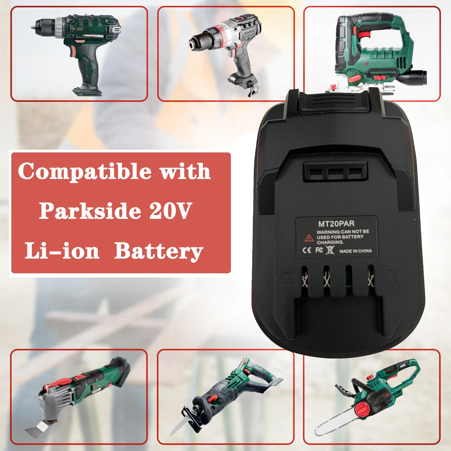 Konverter adaptor baterai untuk Makita 18V konverter baterai Li-ion Ke untuk Parkside 20V alat bor daya baterai Li-ion MT20PAR