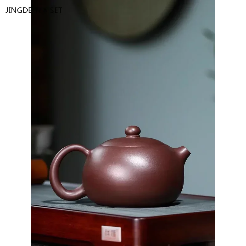 1PC500cc Large Capacity Yixing Purple Clay Pot Ball Hole Handmade Original Mineral Purple Clay Carving Tea Set by Famous Masters