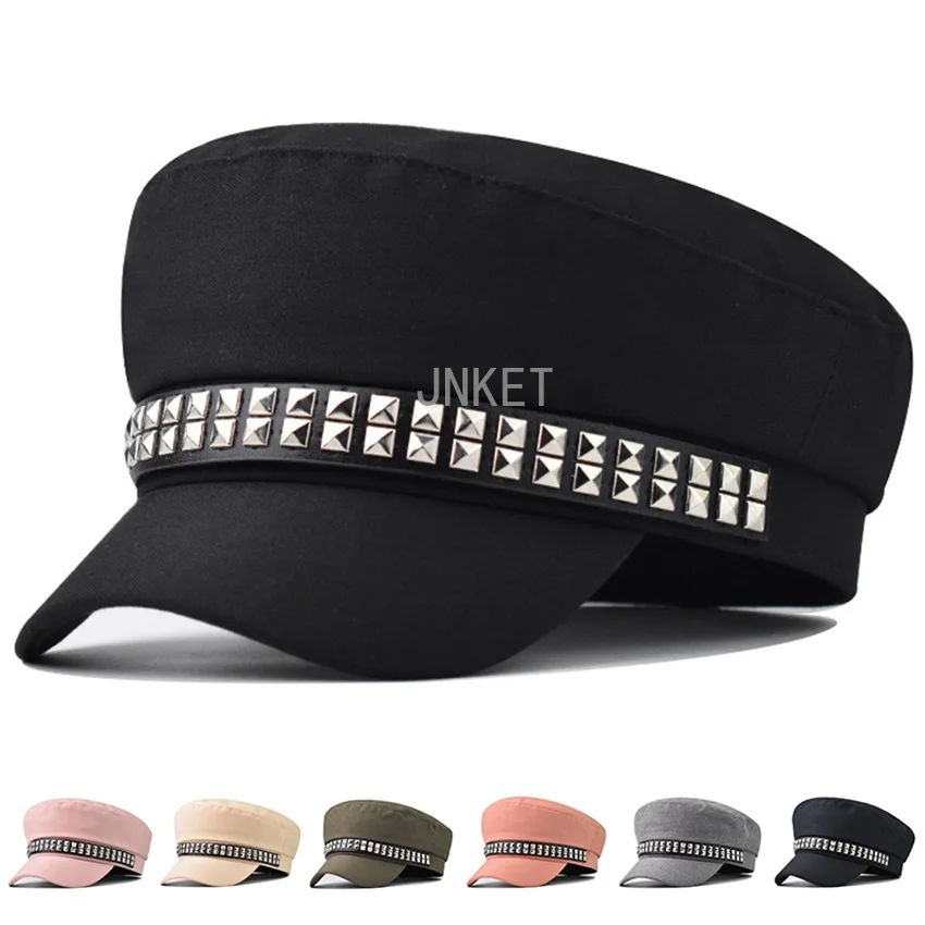 

Women Peaked Cap Rivet Beret Hat All-match Octagonal Cap Leisure Painter Hat Newsboy Hat Casquette