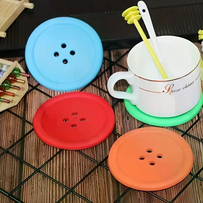 Silicone Cup Mat 1/3/5pcs Anti-Slip Heat Resistant Coasters Reusable Non-Stick Insulation Pads for Office Desk Tea Coffee Drinks