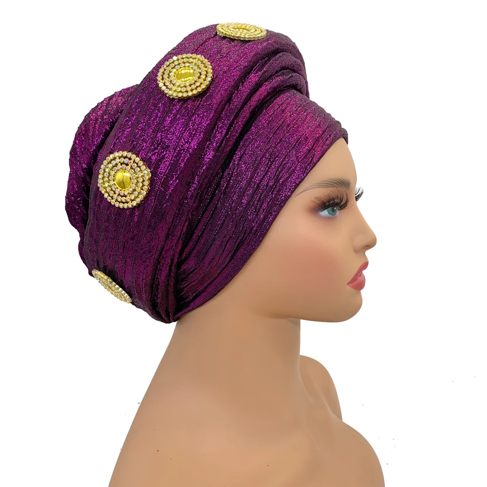 Fashion Women\'s Turban Cap African Autogele Headtie Female Wrap Head Bonnet Muslim Headscarf Hat Turbante Mujer