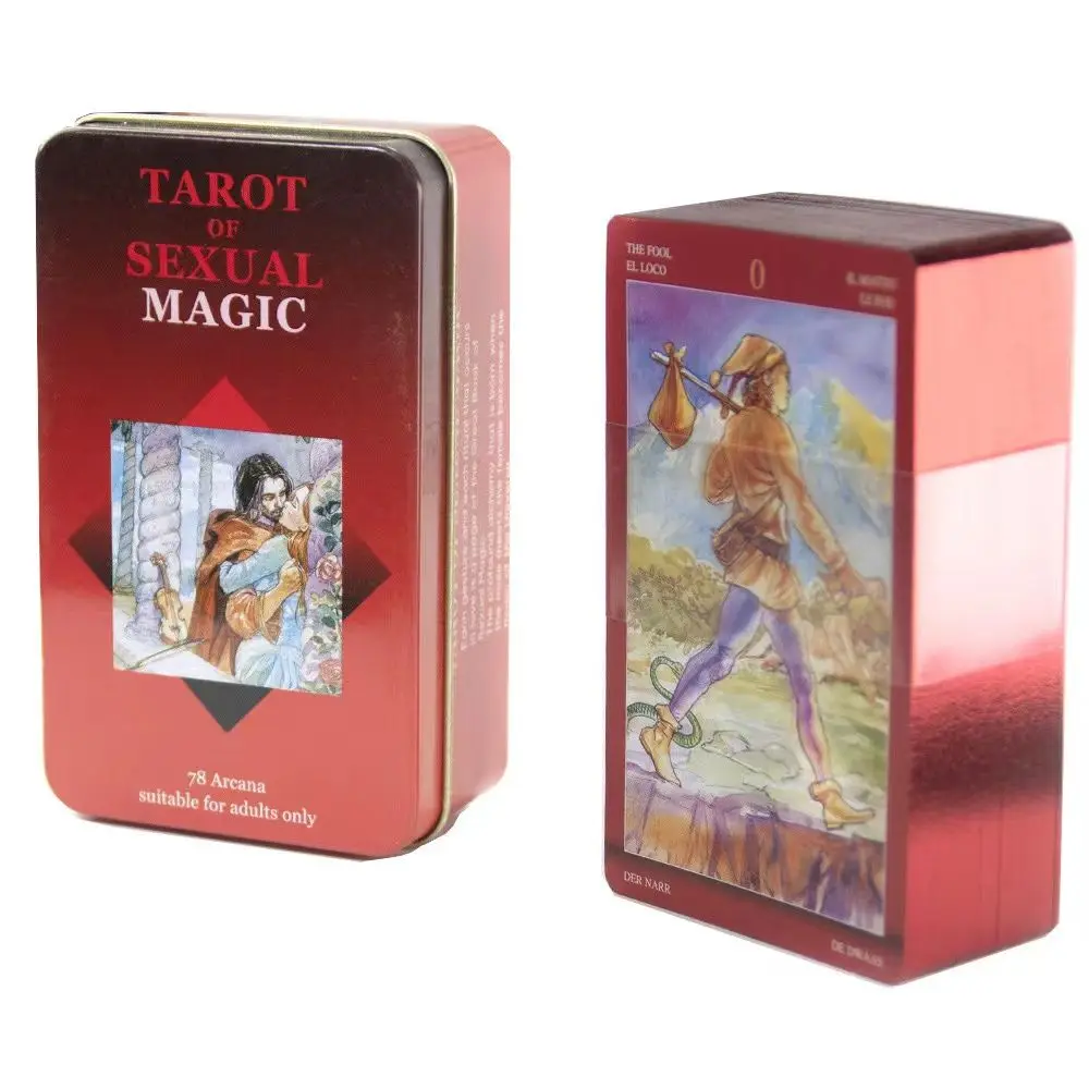 Tin Box Gilding Processo Tarot Deck, 78 Cartas Baralho com Guia Livro, Alto Grau, Adivinhação Antiga