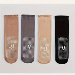 5 pairs of stockings stockings mid tube summer thin style glued transparent crystal silk short socks invisible