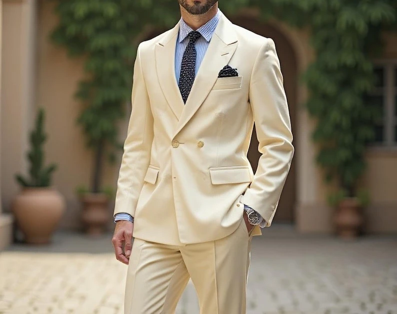 

Custom Men’s Suit Custom Tailored Blazer Pants |Wedding Groom Suit