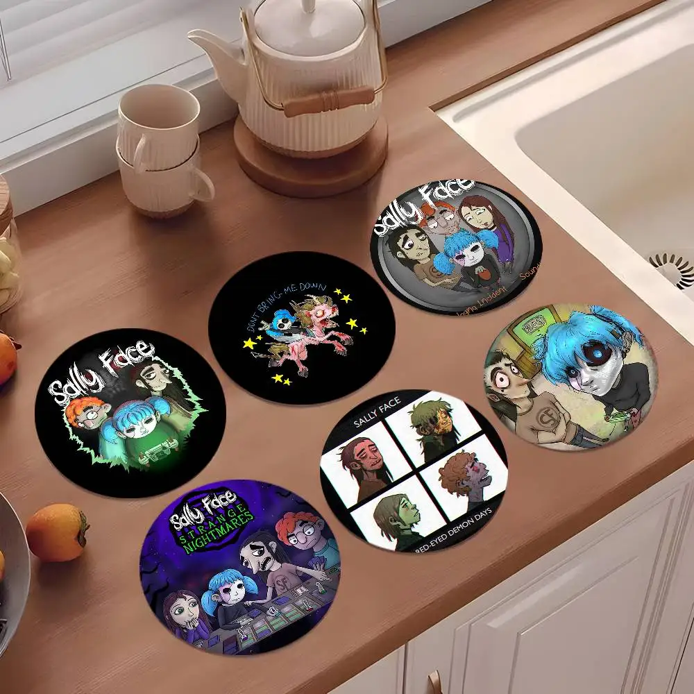 Game Sally Face Coasters 10cm Round Wooden Suitable For Drinks Tea Coffee Home Gift Choice Holidays