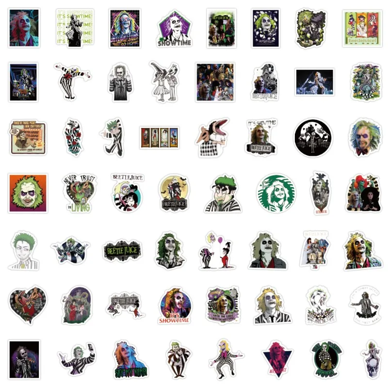 55pcs Beetle Juice Graffiti Sticker valigia Water Cup chitarra Car Scooter frigorifero cellulare decorazione fai da te Sticker