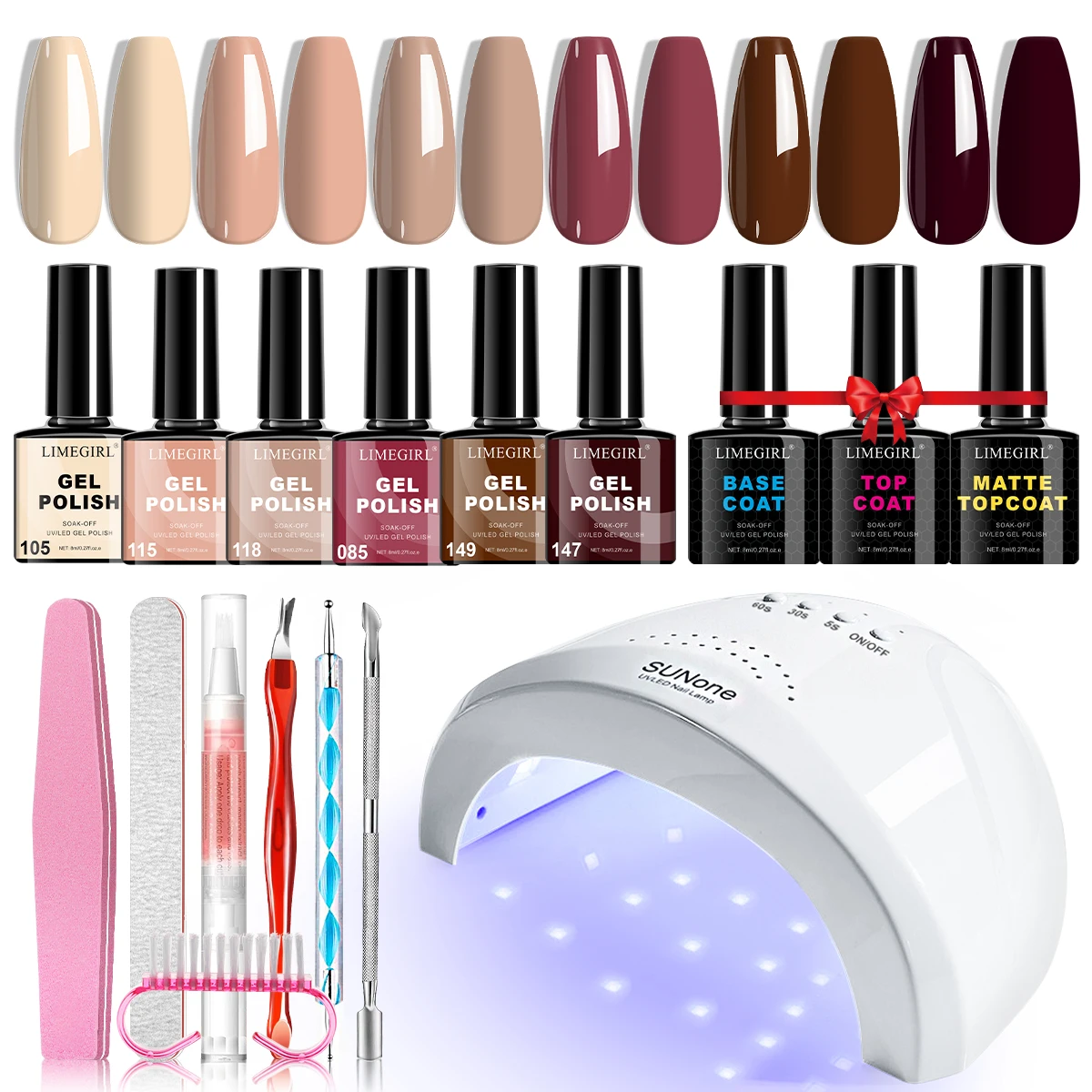 라이메걸 젤 네일 폴리쉬 세트 UV LED 네일 라이트 젤 네일 키트 세미 퍼머넌트 젤 바니쉬 전문 네일 폴리싱 아트 도구 세트