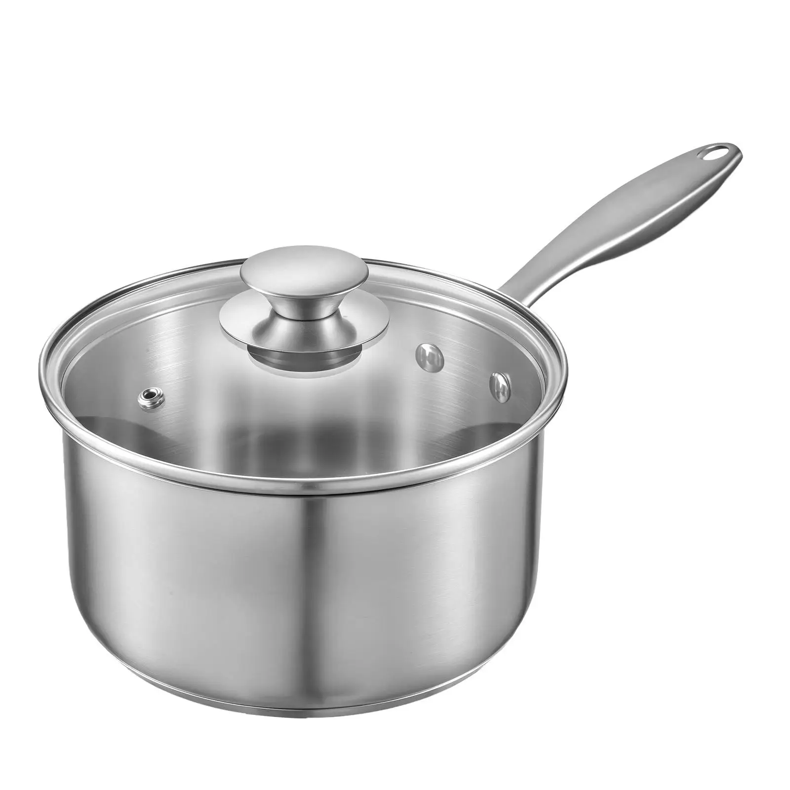 2.5 QT Stainless Steel Saucepan with Steamer Insert and Glass Lid Nonstick Cooking Pot with Ergonomic Handle for Induction for oven and Dishwasher
