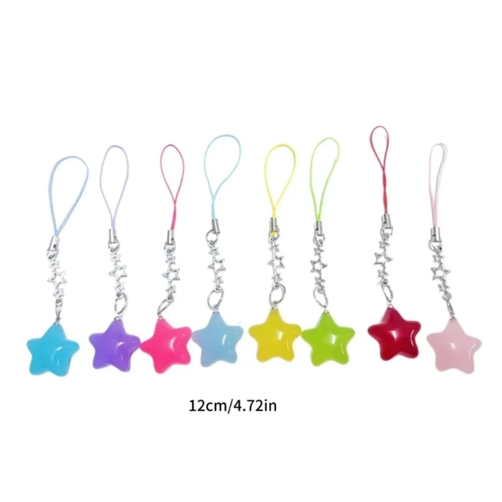 Five-Pointed Star Phone Chain Y2K Crystal Beads Tassel Car Keyring Pentagram Cartoon 3D Key Pendant Earring Necklace Material