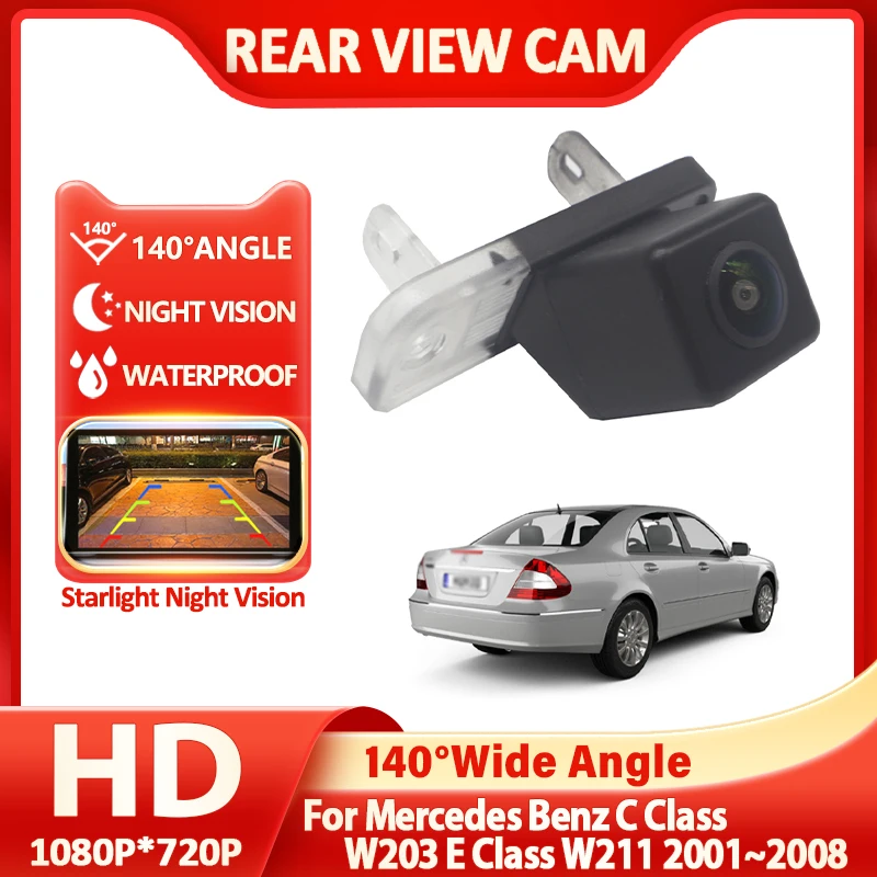 140° HD 1080P Car Rear View Camera For Mercedes Benz C Class W203 E Class W211 2001~2008 Night Vision Reverse Reversing HD