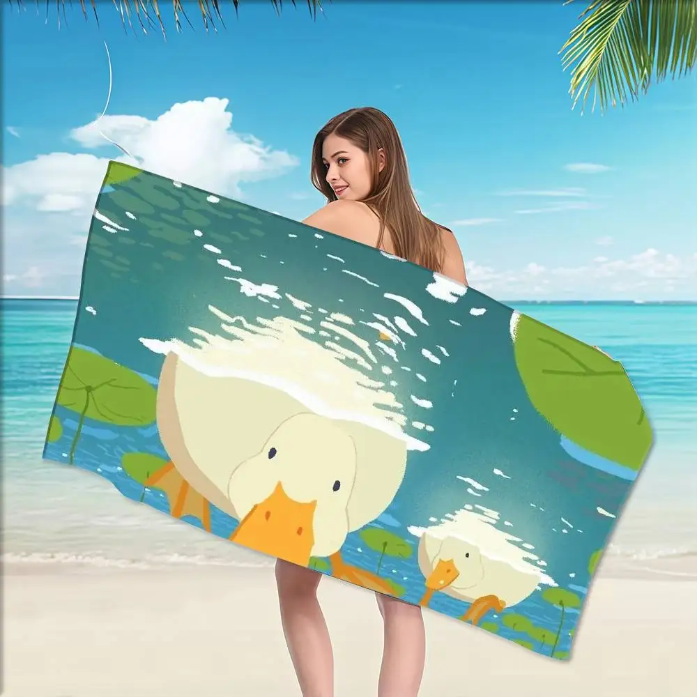 

Cartoon SSEBONG Cute Duck Anime Beach Swimming Towel Soft Absorbent Washcloth Children's Gifts For Kids Travel Camping Gym