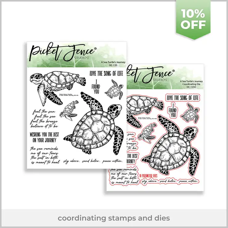 Unusual A Sea Turtle's Journey Metal Cutting Die And Stamps Scrapbooking Background DIY Decoration Craft Embossing Stencil