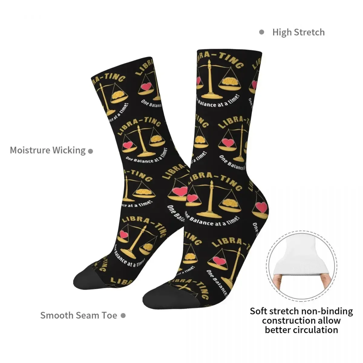 Libra-ting One Balance At A Time Socks Harajuku Super Soft Stockings All Season Long Socks Accessories for Man's Woman's Gifts