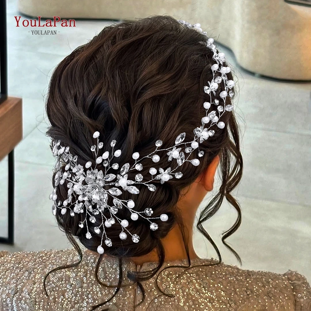 

YouLaPan Elegant Rhinestone Headband Bridal Headpieces Pearl Hair Band Headdress Wedding Jewelry Bride Hair Accessories HP940