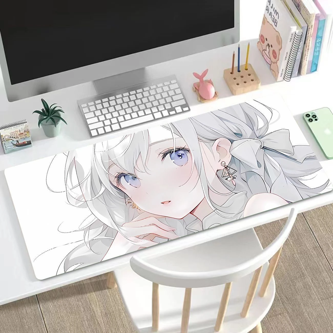 Cartoon Anime Girl Pu Leather Mousepad Office Desk Mat Mouse Pad Computer Speed Type Carpet Mat Player Laptop Keyboard Cartoon