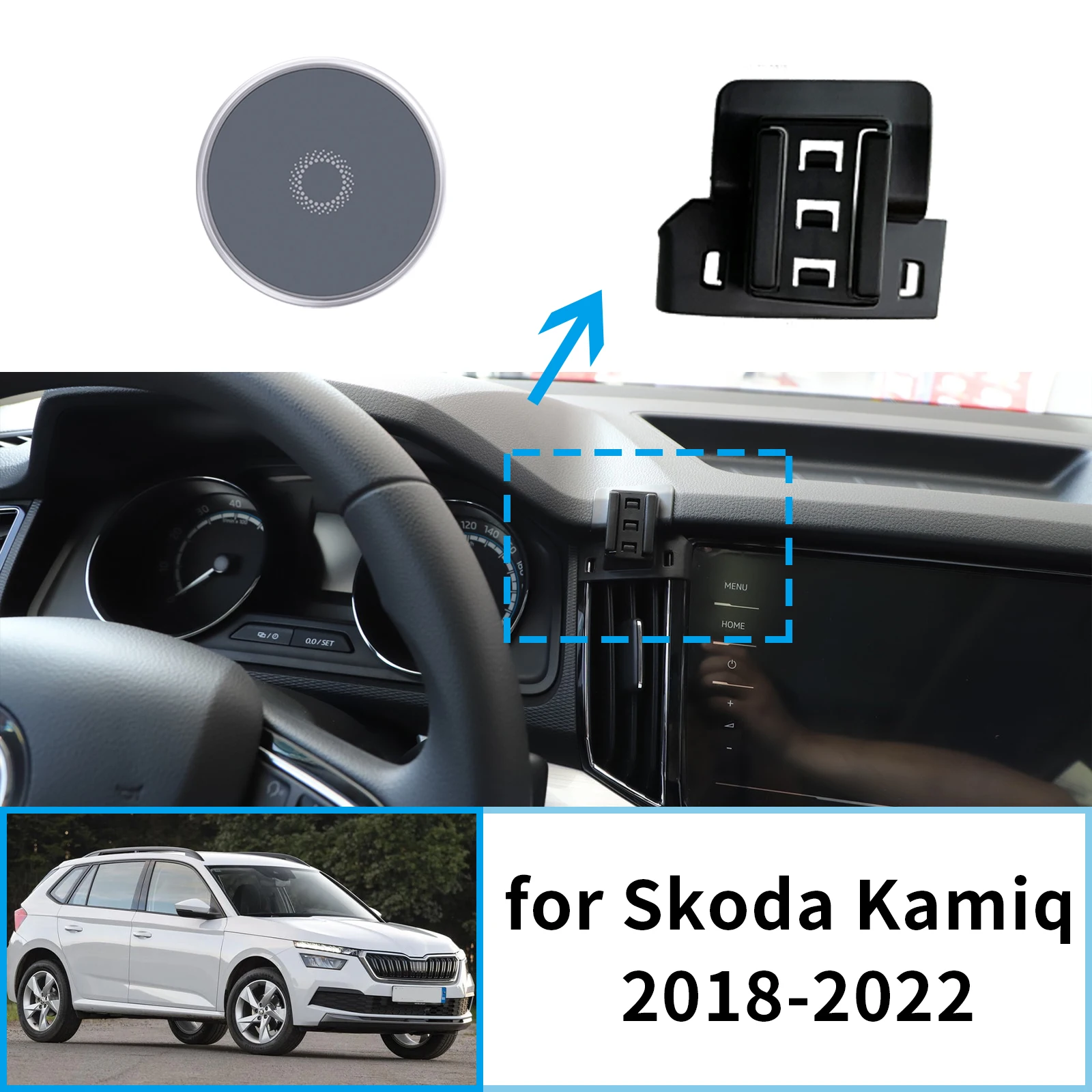 

​​fit for Skoda Kamiq 2018~2022 Screen Base Phone Holder Mount ​​ Secure Clip Car​​ accessoires