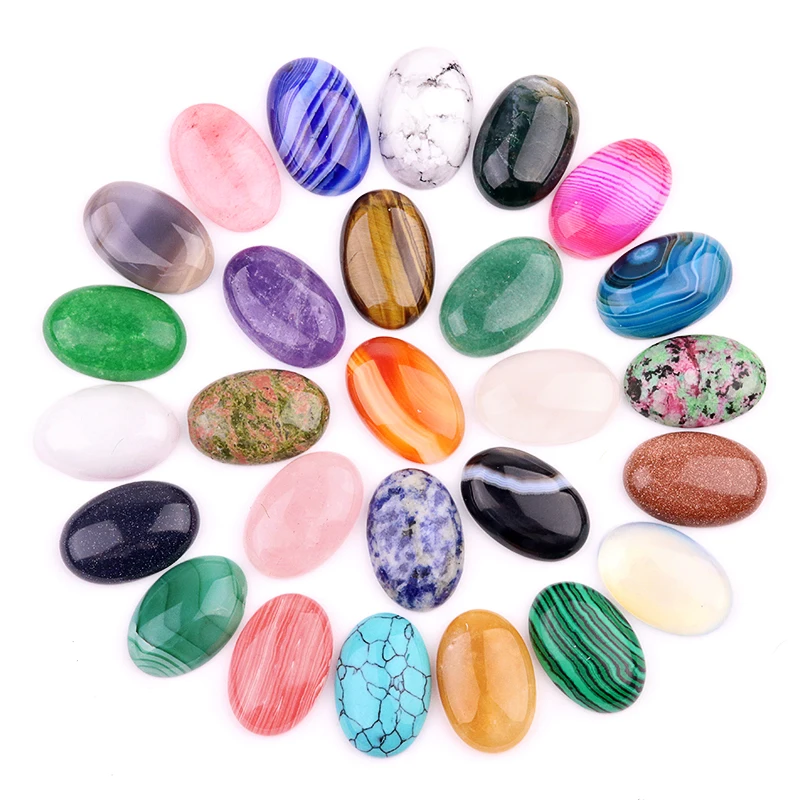 20x30 مللي متر كابوشون الحجر الطبيعي الخرز البيضاوي حجر خرز كريستالي لا شيء ثقب شقة عودة صنع المجوهرات خواتم القرط قلادة قلادة #4