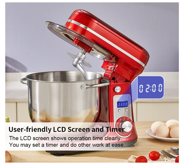 BioloMix Kitchen Food Stand Mixer, Blender, Quiet Motor, Cream Egg Whisk, Whip Dough Kneader, 6-Speed, 1200 W, 6 L, DC 4 BioloMix Kitchen Food Stand Mixer, Blender, Quiet Motor, Cream Egg Whisk, Whip Dough Kneader, 6-Speed, 1200 W, 6 L, DC 4