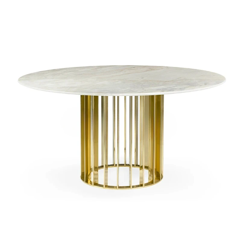 A  Modern light luxury round marble dining table