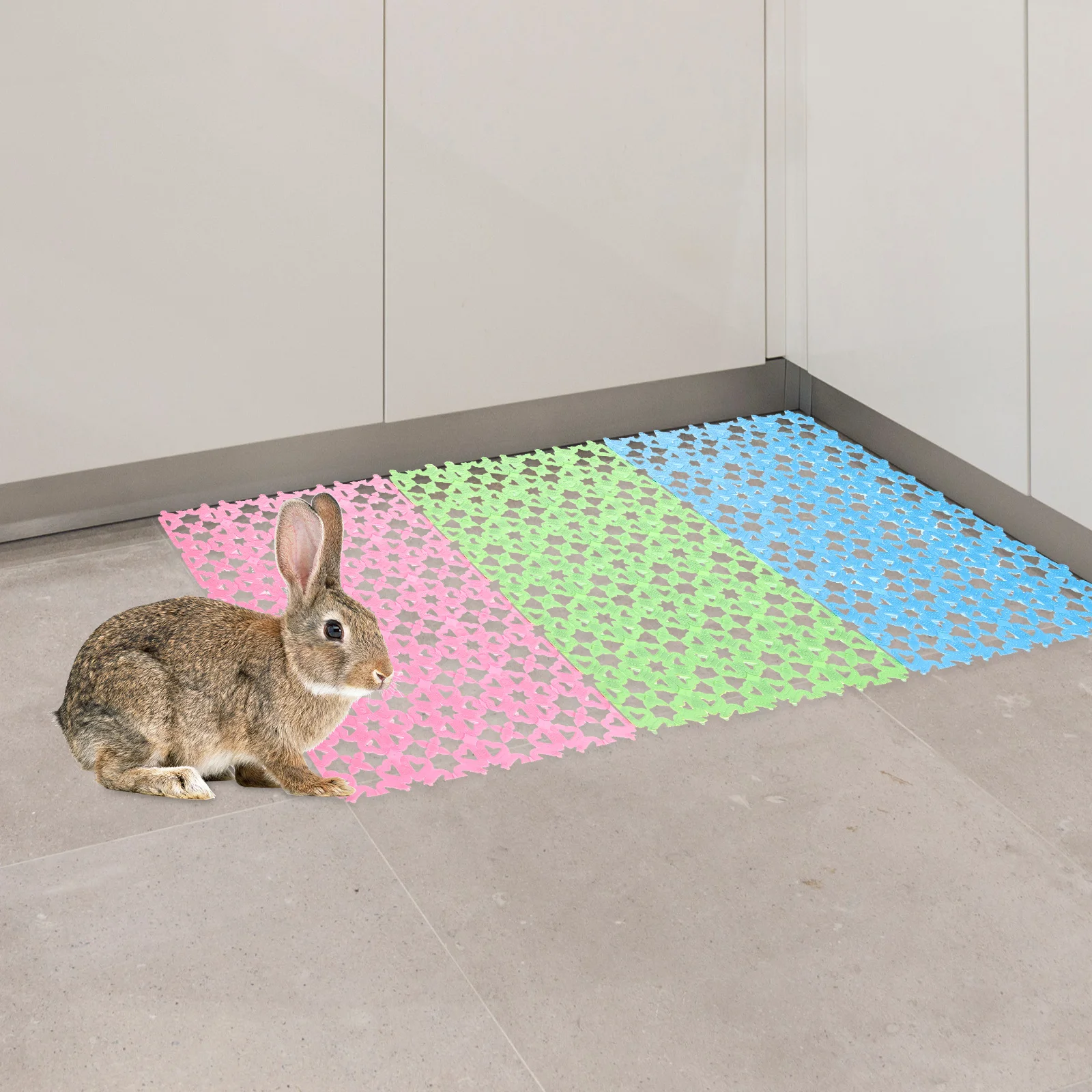 

6Pcs Bunny Floor Mats Rabbit Cage Pad Soft Durable Hole Design Pet Foot Resting Mats for Small Animals Rabbit Mat
