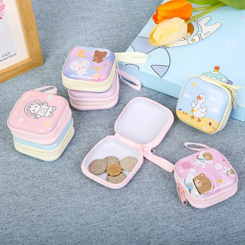 1 pezzo Kawaii Cartoon Mini Organizer di cancelleria simpatico orso coniglio portamonete auricolare portatile cavo dati di stoccaggio bak a scuola